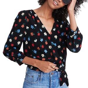 Madewell Floral Wrap Top in Pressed Flowers Size Small
